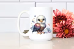Colorful Baby Bald Eagle with Moon and Stars | Clipart Product Image 2
