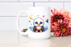 Colorful Baby Bald Eagle with Moon and Stars | Clipart Product Image 2