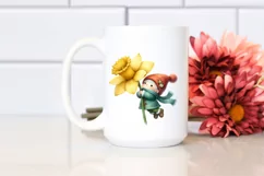 Watercolor Cute Gnome Large Daffodil Clipart Product Image 2