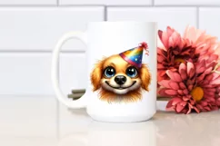 Expressive Contempt Dog With Party Hat Caricature Clipart Product Image 2