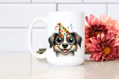 Expressive Contempt Dog With Party Hat Caricature Clipart Product Image 2