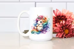 Colorful Baby Unicorn White Background Clipart Product Image 2