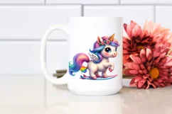 Cute Baby Unicorn in Pastel with Surf | Clipart Product Image 2