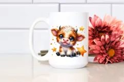 Smiling Baby Highland Cow on Star | Clipart Product Image 2
