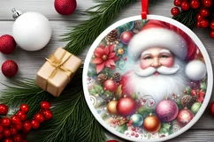 Santa with Santa Round Ornament Sublimation PNG Product Image 2