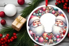 Santa with Santa Round Ornament Sublimation PNG Product Image 2