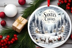Round Christmas Ornament with Santa&#039;s Cheers PNG Product Image 2