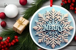 Snow Flake Christmas Round Cute Ornament Sublimation Product Image 1