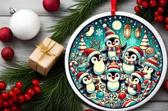 Round Christmas Ornament Sublimation|Clipart Product Image 1
