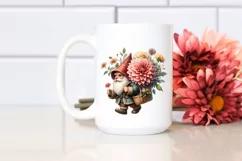 Detailed Watercolor Small Gnome Carrying Large Dahlia Product Image 2