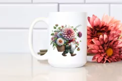 Detailed Watercolor Small Gnome Carrying Large Dahlia Product Image 2