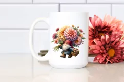 Detailed Watercolor Small Gnome Carrying Large Dahlia Product Image 2