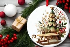 Round Christmas Ornament Sublimation|Clipart Product Image 1