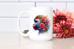 Vibrant Artistic Watercolor Monkey | Clipart Product Image 2