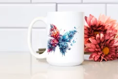 Abstract Vibrant Butterfly, Ice Flowers PNG Product Image 2