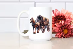 Vintage Watercolor Horse Wagon Product Image 2