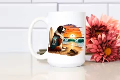 Watercolor Saint Bernard Sitting in Sand | Clipart Product Image 2
