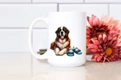 Watercolor Saint Bernard Sitting in Sand | Clipart Product Image 2