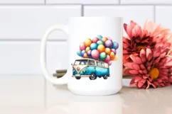 Vibrant Van with Huge Balloons, Transparent PNG Product Image 2
