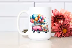 Vibrant Van with Huge Balloons, Transparent PNG Product Image 2