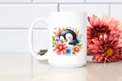 Colorful Watercolor Penguin Sleeping Clipart Product Image 2