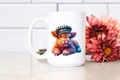Colorful Baby Highland Cow with Director's Cap Product Image 2