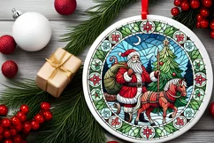 Round Christmas Ornament Sublimation|Clipart Product Image 1