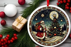 Round Christmas Ornament Sublimation|Clipart Product Image 1