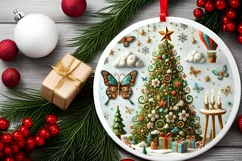 Round Christmas Ornament Sublimation|Clipart Product Image 1