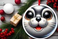 Seal with big eyes Round Christmas Ornament Sublimation PNG Product Image 2