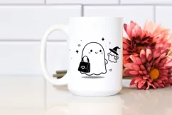 Cute Ghost with Purse Holding Tea PNG Product Image 2