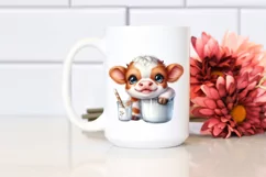 cute,baby cow in a jar PNG Product Image 2