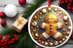 Round Christmas Ornament Sublimation|Clipart Product Image 1