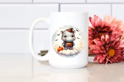 Cute Baby Hippo on Cloud for Halloween PNG Product Image 2