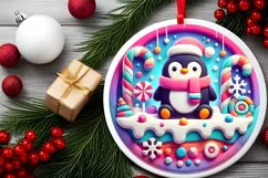 Round Christmas Ornament Sublimation|Clipart Product Image 1