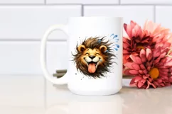 Funny Cute Lion Portrait | Watercolor Clipart Product Image 2