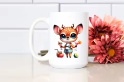 Baby Deer Beach Party with Cocktails | Clipart Product Image 2