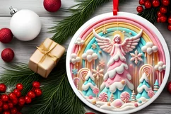 Round Christmas Ornament Sublimation|Clipart Product Image 1