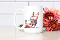 Pastel Cute Baby Pig Playing Gymnastics | Sublimation Product Image 2