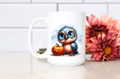 Baby Bird Holding Halloween Pumpkin PNG Product Image 2