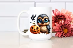 Baby Bird Holding Halloween Pumpkin PNG Product Image 2