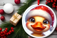 Duck with big eyes Round Christmas Ornament Sublimation PNG Product Image 2