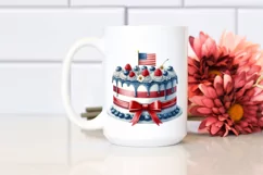 Vintage Cake with USA Flag | Sublimation Clipart Product Image 2