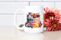 Vintage Cake with USA Flag | Sublimation Clipart Product Image 2