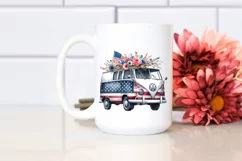 Van with Flowers USA Flag | Sublimation Clipart Product Image 2