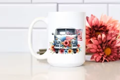 Van with Flowers USA Flag | Sublimation Clipart Product Image 2