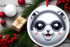 Kitten with big eyes Round Christmas Ornament Sublimation Product Image 2