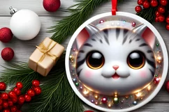 Kitten with big eyes Round Christmas Ornament Sublimation Product Image 2
