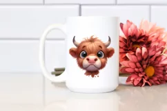 Funny Baby Expressive Highland Cow PNG Product Image 2