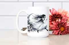 Washed Watercolor Gothic Fairy Running PNG Product Image 2